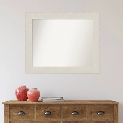 34" X 28" Non-Beveled Rustic Plank White Bathroom Wall Mirror - Amanti Art - Image 5