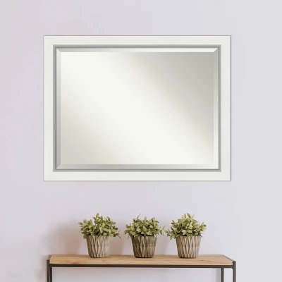 45" X 35" Eva White Silver Framed Bathroom Vanity Wall Mirror - Amanti Art - Image 3