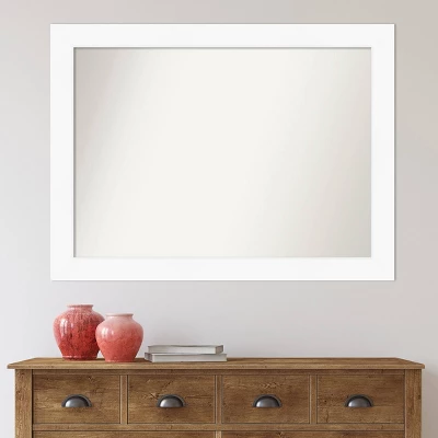44" X 33" Non-Beveled Cabinet Bathroom Wall Mirror White - Amanti Art - Image 6