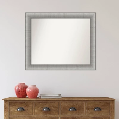 33" X 27" Non-Beveled Elegant Bathroom Wall Mirror Brushed Pewter - Amanti Art - Image 5