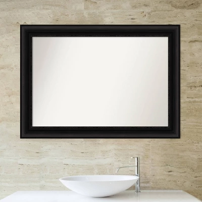 42" X 30" Non-Beveled Parlor Bathroom Wall Mirror Black - Amanti Art - Image 5