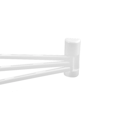 Unique Bargains Kitchen Bathroom Plastic 3-Bar Rotation Towel Rack Hooks And Hangers White 1 Pc - Image 3