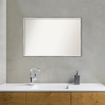 37" X 25" Non-Beveled Lucie Wood Bathroom Wall Mirror Silver - Amanti Art - Image 7