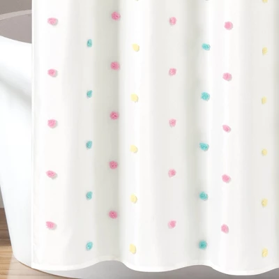 72"x72" Kids' Rainbow Tufted Dot Single Shower Curtain - Lush Décor - Image 3
