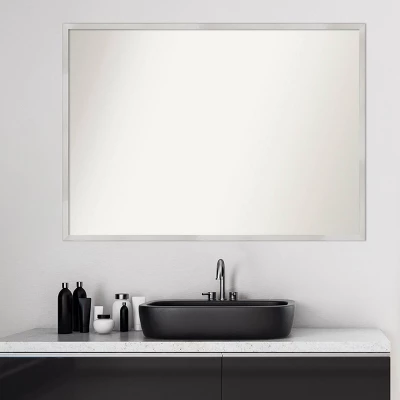 40" X 29" Non-Beveled Svelte Silver Wood Bathroom Wall Mirror - Amanti Art - Image 7