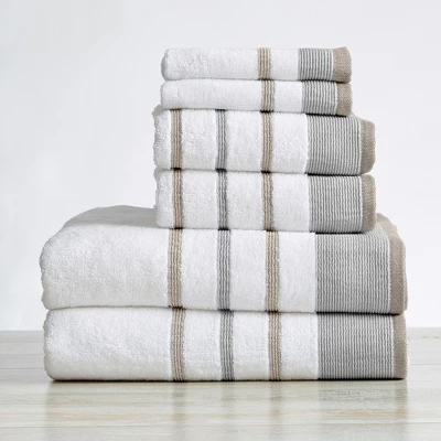 100% Cotton Quick-Dry Decorative Stripe Bath Towel Set - Image 5