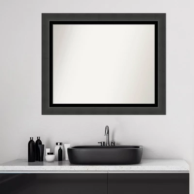 33" X 27" Non-Beveled Tuxedo Black Bathroom Wall Mirror - Amanti Art - Image 7
