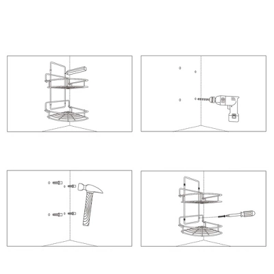 Vdomus 9" X 9" Wall Mounted Corner Shelf Organizer Shower Caddy - Polished Chrome - 2 Tier - Image 3