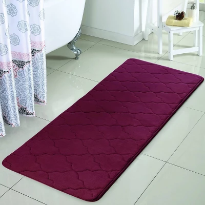 Home Amadora Quatrefoil Memory Foam Bath Runner Burgundy - VCNY