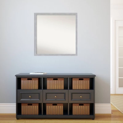28" X 28" Non-Beveled Grace Narrow Bathroom Wall Mirror Brushed Nickel - Amanti Art - Image 4