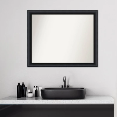 32" X 26" Non-Beveled Nero Wood Bathroom Wall Mirror Black - Amanti Art - Image 5